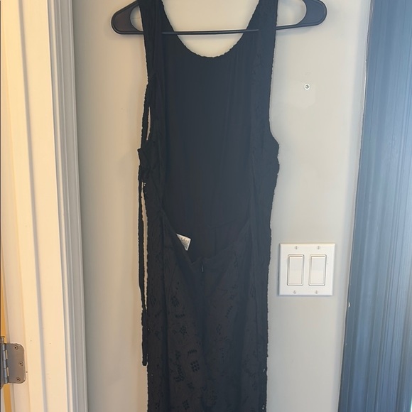 FREE PEOPLE Sz6 RISE & SHINE LACE JUMPSUIT FLARE BELL BOTTOM BLACK - Picture 6 of 8